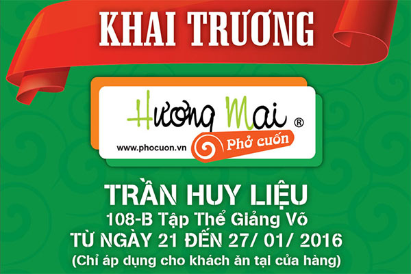 Giảm 25% nhân dịp khai trương cửa hàng mới tại Trần Huy Liệu, HN